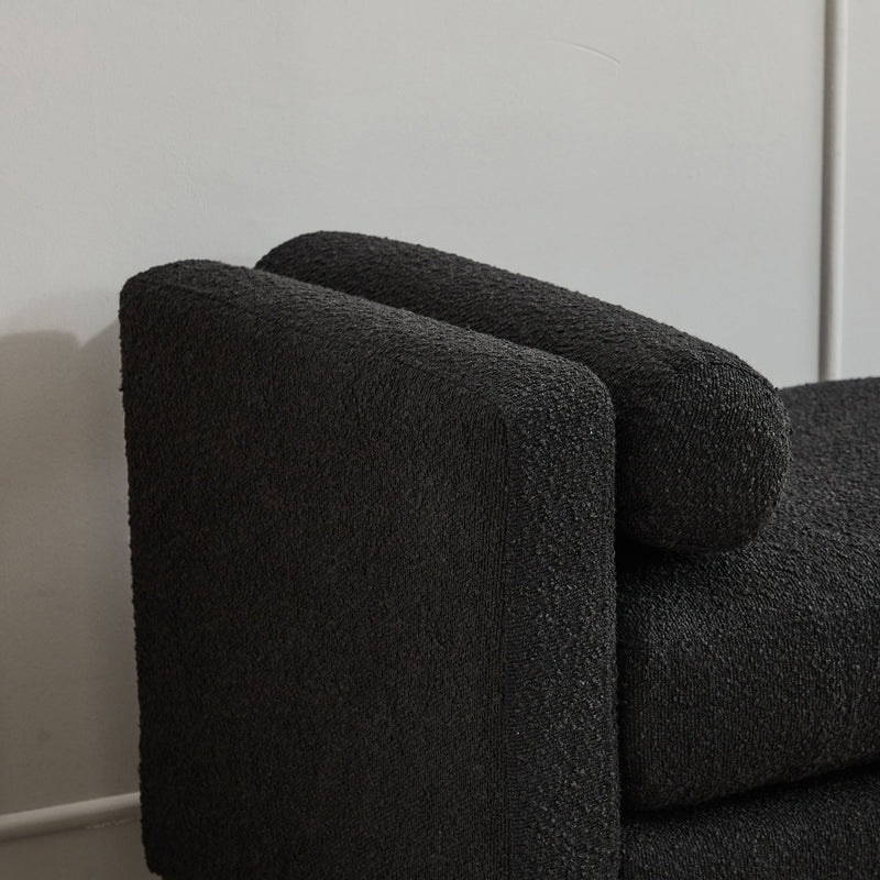 Elegant Upholstered Bench Daybed Ottoman With Bolster Pillows