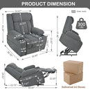 Power Lift Recliner Chair With Extended Footrest, Remote Control, Cup Holders, And Side Pockets