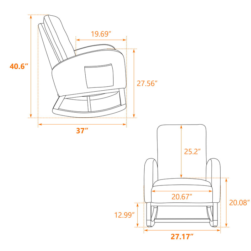 Rocking Glider Chair With High Back And Side Pocket