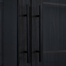 Modern Style Tall Display Cabinet With LED Lighting, Tempered Glass Door, 2 Drawers