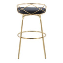 Charlotte - Glam Glam / Art Deco Fixed Height Barstool With Swivel With Round Footrest (Set of 2)