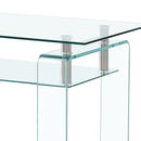 Modern Tempered Glass Coffee Table With 2 Tier Storage For Living Room