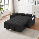 Modern Velvet Convertible Loveseat Futon Sofa With Pullout Bed, Reclining Backrest