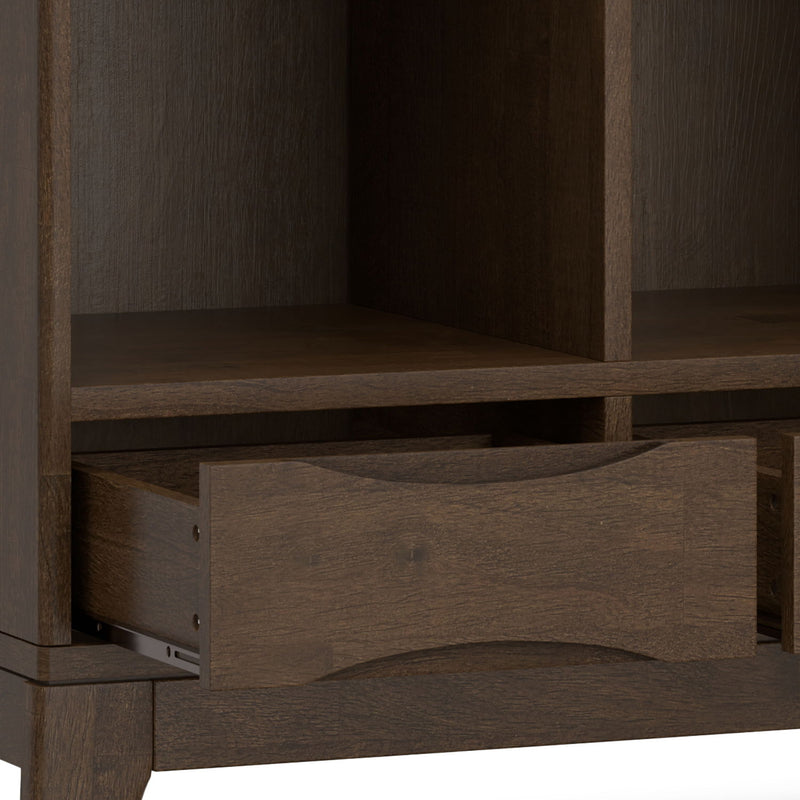 Harper - Low 6 Cube Storage With Drawers - Walnut Brown