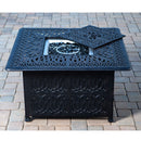Elegant Cast Aluminum Square Fire Table With Fire Glass And Cover - Antique Bronze