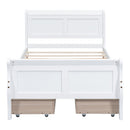 Twin Size Wood Platform Bed with 4 Drawers and Streamlined Headboard & Footboard, White