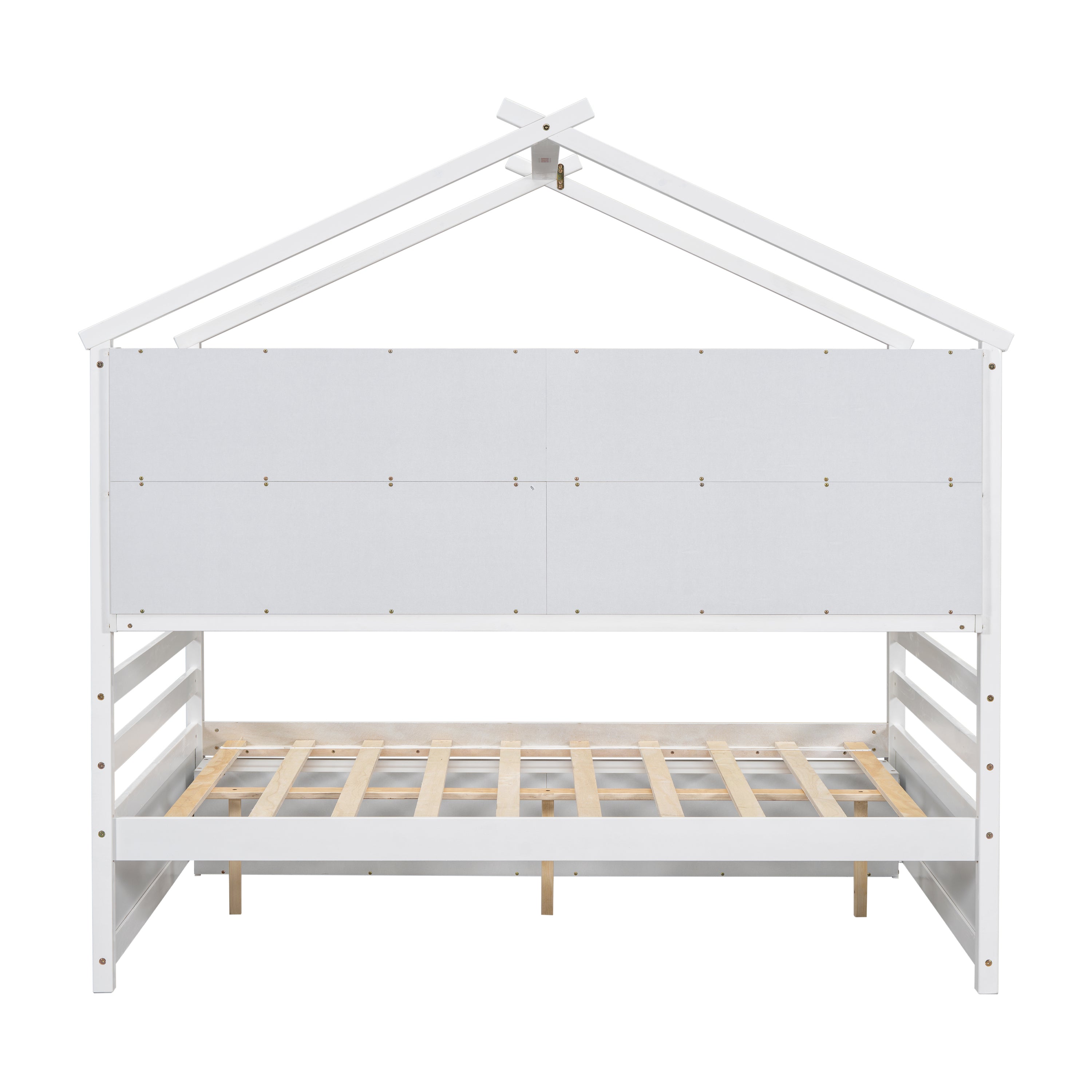 Full House Bed with Roof Frame, Bedside-shelves, Under Bed Storage Unit,White - Atlantic Fine Furniture Melbourne FL