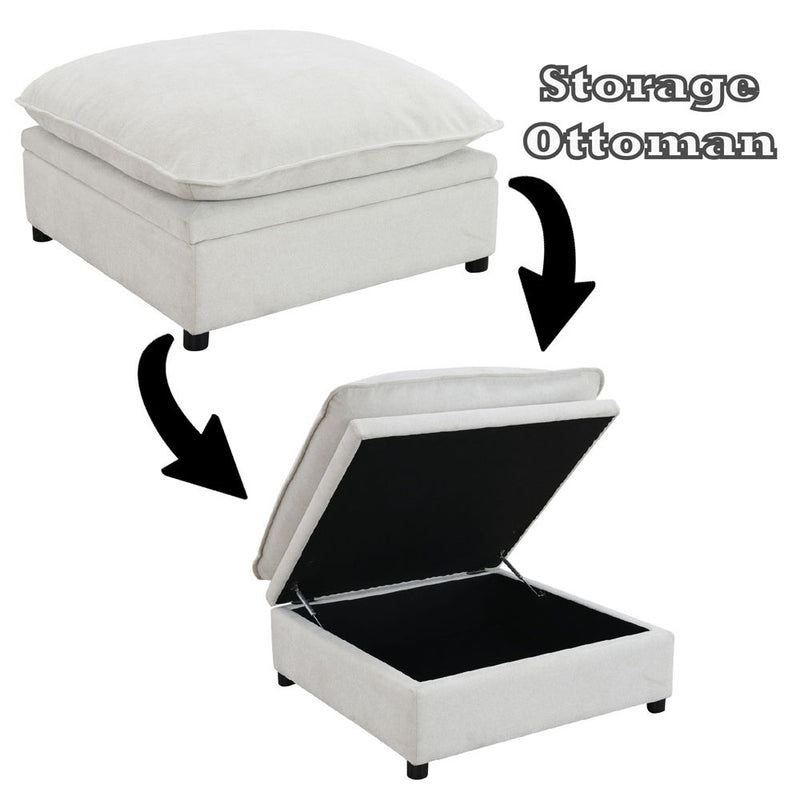 Marisa - Modular Ottoman With Storage - Beige Boucle