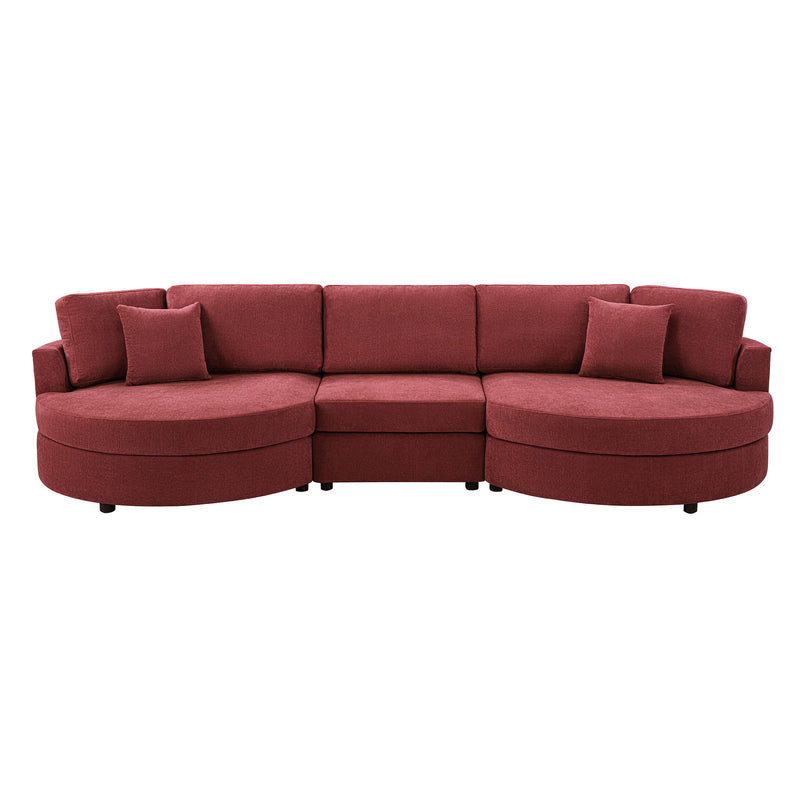 Modern 3 Seater Upholstered Sofa With Curved Design