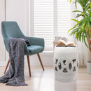 Elegant Glazed Ceramic Drum Stool Indoor / Outdoor Side Table Accent Garden Stool - White