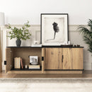 Grain 4 Door TV Cabinet, An Ideal Choice For TV And Item Storage In Modern Homes, A Perfect Blend Of Nordic And Modern Minimalist Styles - Black