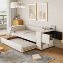 Upholstered Bed With Storage And Twin Trundle, USB Charging Ports