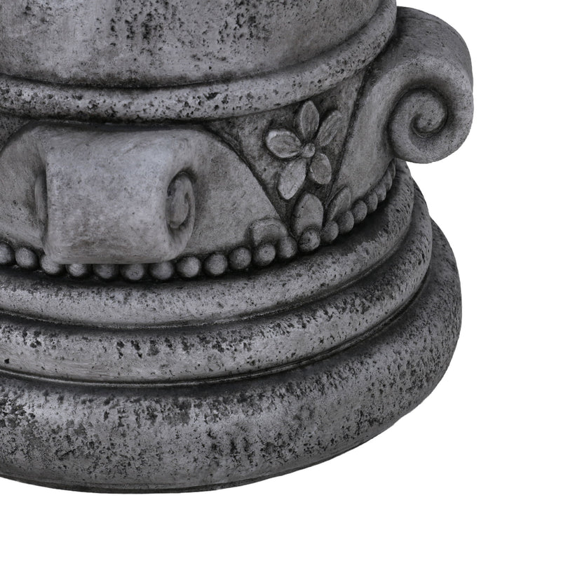 Outdoor End Table, Round Side Table For Patio And Garden - Antique Grey