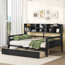 Daybed, Wood Slat Support, With Bedside Shelves And Two Drawers