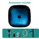 Artistic Vessel Sink With Faucet And Pop Up Drain - Blue