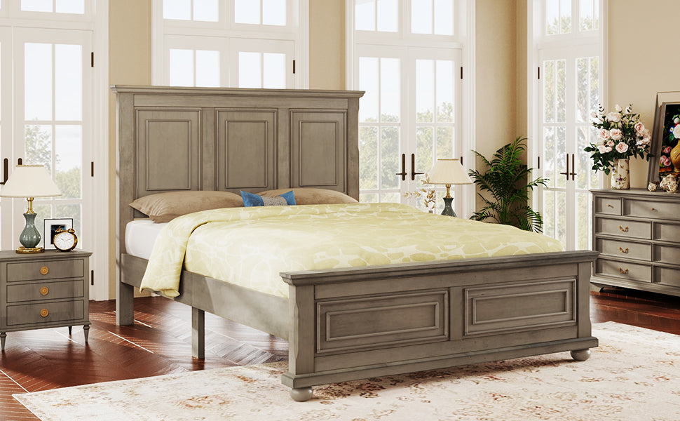 Traditional Town and Country Style Pinewood Vintage Queen Bed, Stone - Atlantic Fine Furniture Melbourne FL