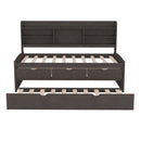 Captain Bed With Built In Bookshelves, 3 Storage Drawers, And Trundle