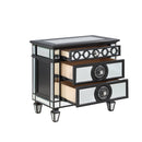 Varian II - Nightstand - Mirrored, Black & Sliver