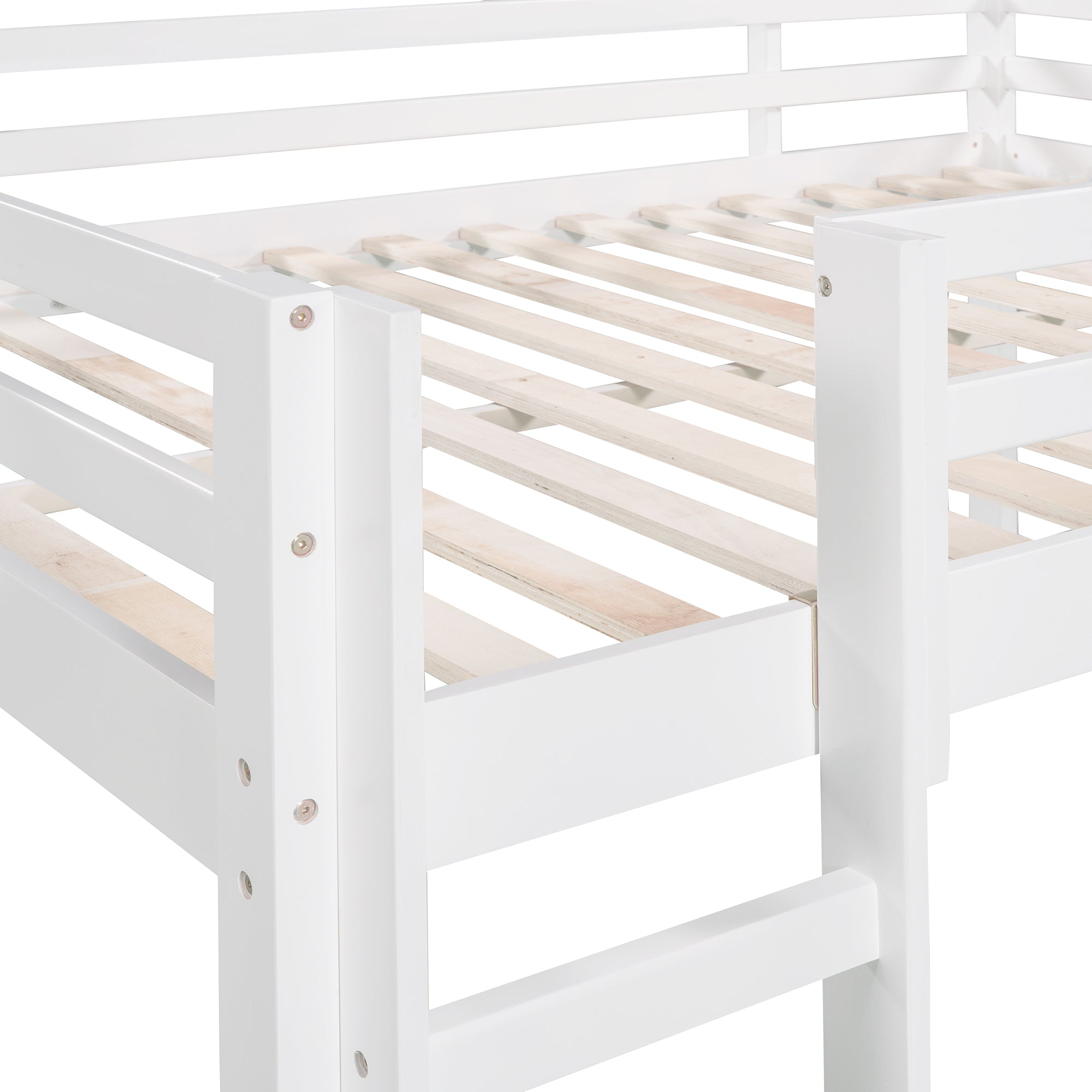 Full size Loft Bed Wood Bed with Slide, Stair and Chalkboard,White(Old SKU:WF282116AAK) - Atlantic Fine Furniture Melbourne FL