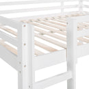 Full size Loft Bed Wood Bed with Slide, Stair and Chalkboard,White（Old SKU:WF282116AAK）