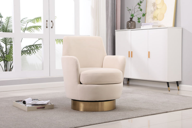 Swivel Barrel Chair, Swivel Accent Chairs Armchair For Living Room, Reading Chairs For Bedroom Comfy, Round Barrel Chairs With Gold Stainless Steel Base