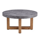 Modern Retro Texture Round Coffee Table With Crossed Legs - Gray
