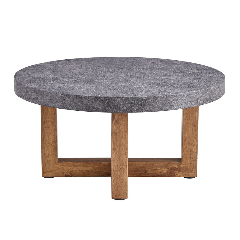 Modern Retro Texture Round Coffee Table With Crossed Legs - Gray