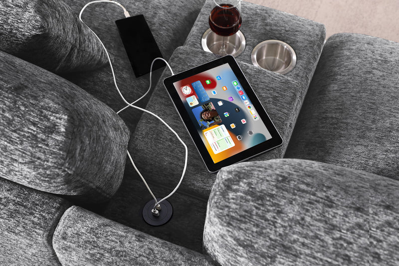 Celine - Chenille Fabric Corner Sectional Sofa With Right-Facing Chaise, Cupholders, And Charging Ports