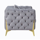 Jelanea - Chair With Pillow - Gray Velvet & Gold