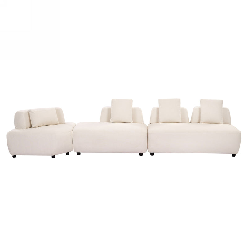 Contemporary 3 Piece Sectional Sofa Free Convertible Sofa With Four Removable Pillows For Living Room