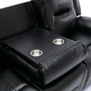 3 Seater Home Theater Recliner Manual Recliner Chair With A LED Light Strip Two Built-In Cup Holders For Living Room