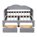 Upholstered Daybed With Cloud-Shaped Backrest, Trundle & 2 Drawers And USB Ports