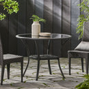 Bistro Table With Iron Frame And Glass Top - Gray