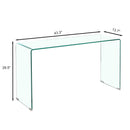 Elegant Transparent Tempered Glass Console Table With Rounded Edges, Modern Sofa Table - Clear
