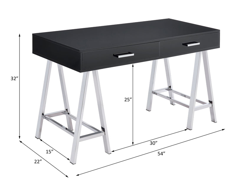 Coleen - Desk - Black High Gloss & Chrome Finish