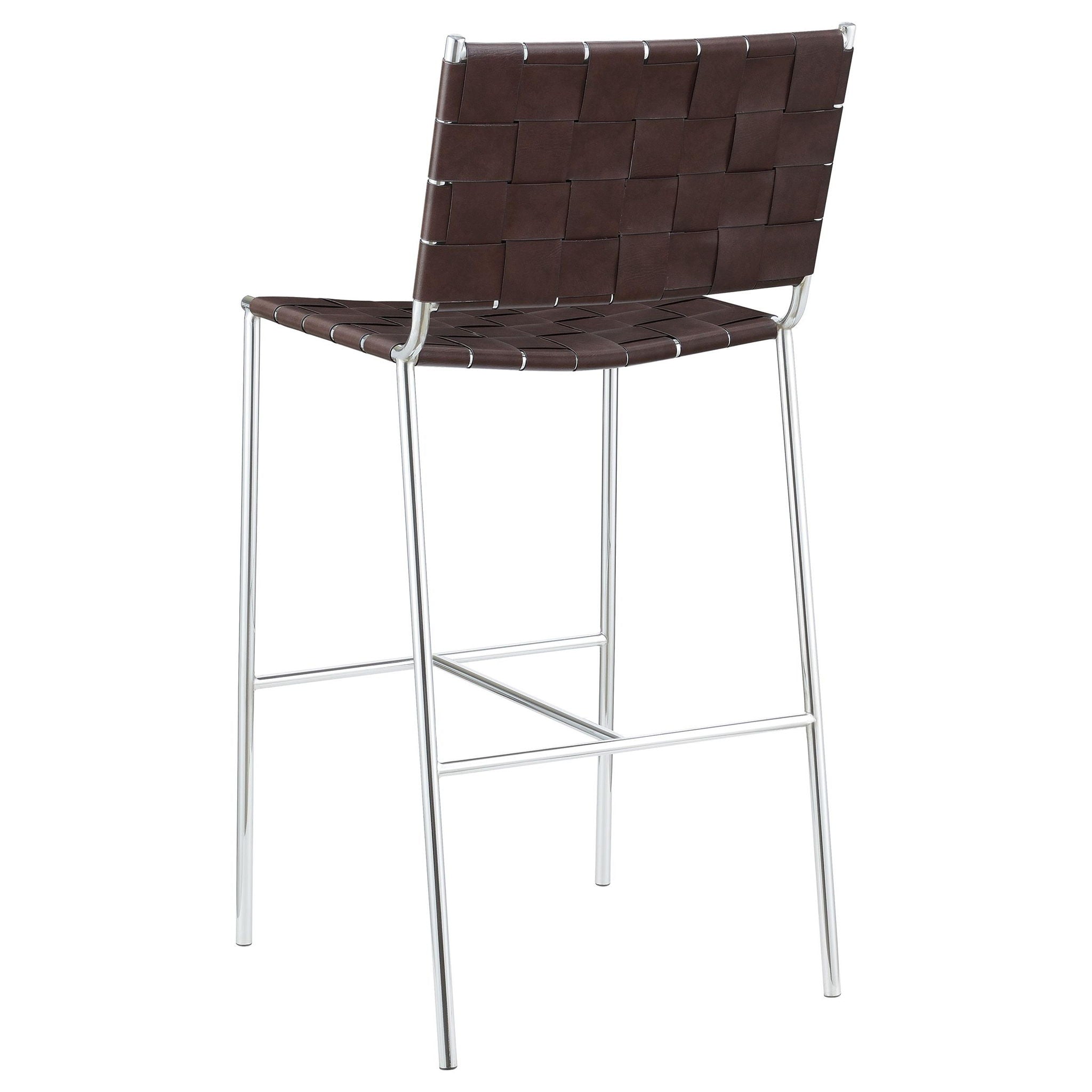 Adelaide Upholstered Pub Height Bar Stool Brown and Chrome - Atlantic Fine Furniture Melbourne FL