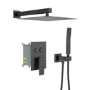 Dual Shower Head System With Rainfall Design, 10" Wall Mounted Square Shower Set - Matte Black