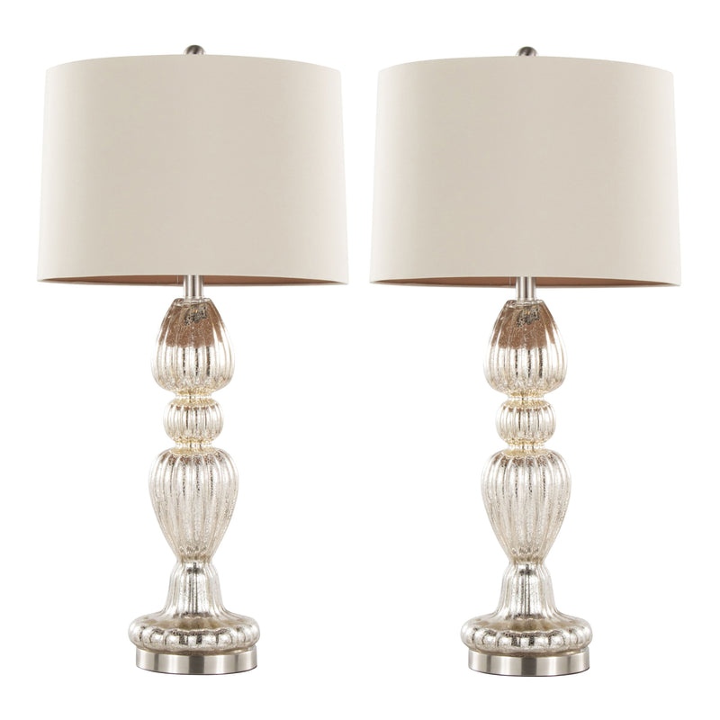 Spade - Contemporary Table Lamp (Set of 2) - Mercury / Nickel / Natural