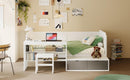 Daybed With Storage Shelves And Lockers, Multi Functional Bed With Study Desk And Matching Stool
