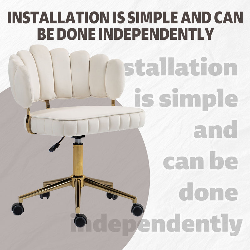 Modern Velvet Home Office Desk Chair With Adjustable Height And Swivel Wheels