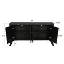 Refined Industrial 4 Door Credenza With Arc Legs & Bronze Clasps