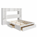 Platform Bed With All In One 2 Nightstand, Storage Shelf And Cabinet Bookcase With 2 Charging Stations