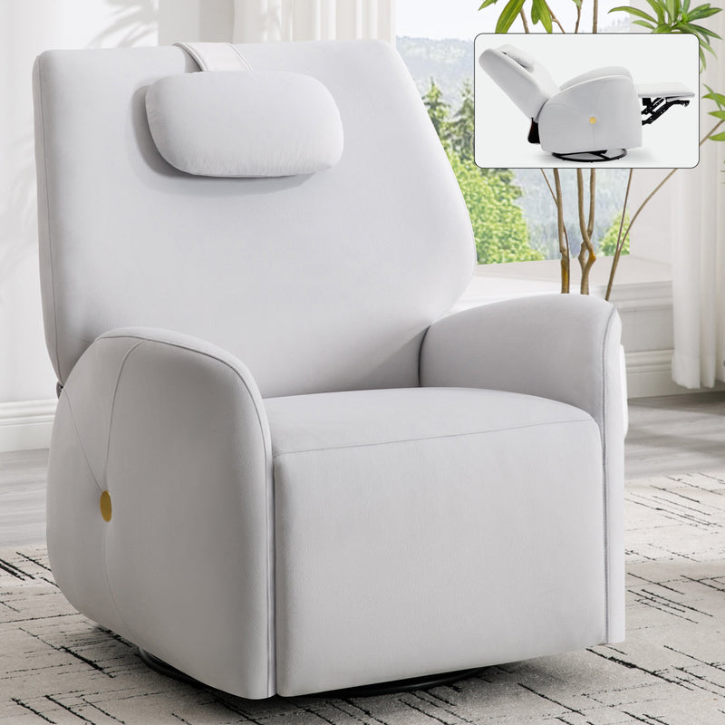 Beige Swivel and Rocker Power Recliner Chair with Lumbar and Neck Support Pillow, Max Swivel Degree 270°, Heavy Duty Motion Mechanism with USB and Type-C Ports