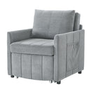 Upholstered Convertible Sleeper Sofa With 5 Position Backrest, Side Pockets, Storage