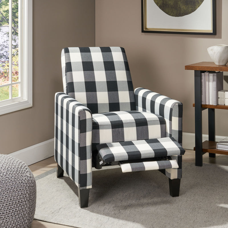 Wide Manual Club Recliner - Black / White