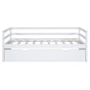 Twin Size Wood Daybed with Twin Size Trundle, White