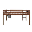 Full size Loft Bed Wood Bed with Slide, Stair and Chalkboard,Walnut（Old SKU:WF282116AAL）