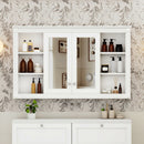Wall-Mounted Mirror Cabinet With Adjustable Shelf And Open Shelves