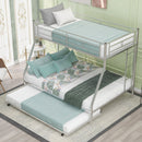 Bunk Bed With Steel Frame And Trundle, 2 Side Ladders
