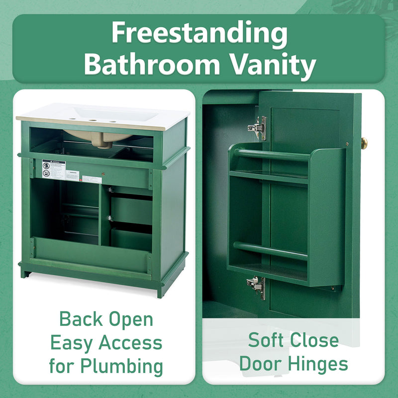 Freestanding Bathroom Vanity With Sink, Soft Closing Door, Tip Out Drawer
